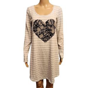 Victoria Secret Velvet Lace Heart Striped Nightgown Size M